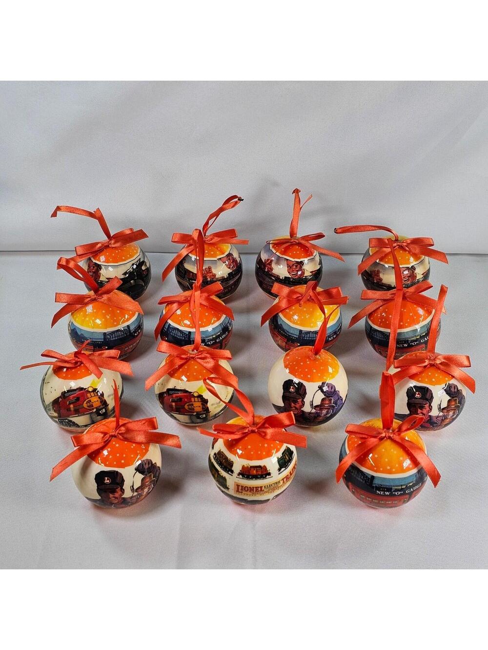 Lionel Trains Christmas Ball Ornaments Set of 15 Santa Fe O Gauge Vintage Style